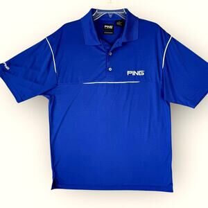 PING Collection Golf Dry Fiber Jersey Polo Shirt Short Sleeves Men Size M Blue